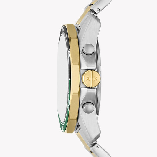 A|X Armani Exchange Men's Silver & Gold Watch, Green Dial | Ax1966