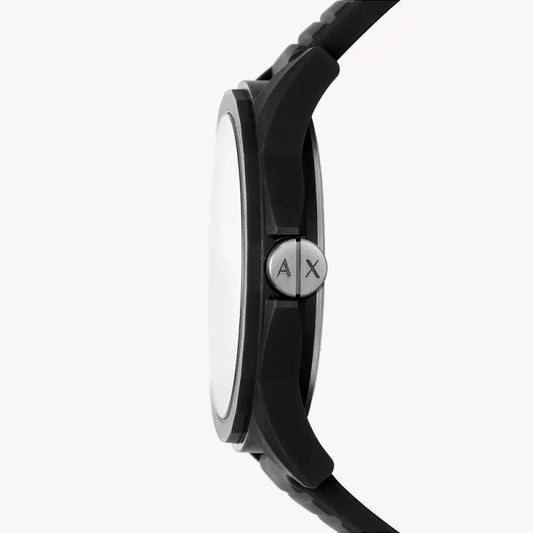 A|X Armani Exchange Men's Black Nylon Watch, Silicone Band | Ax7159set