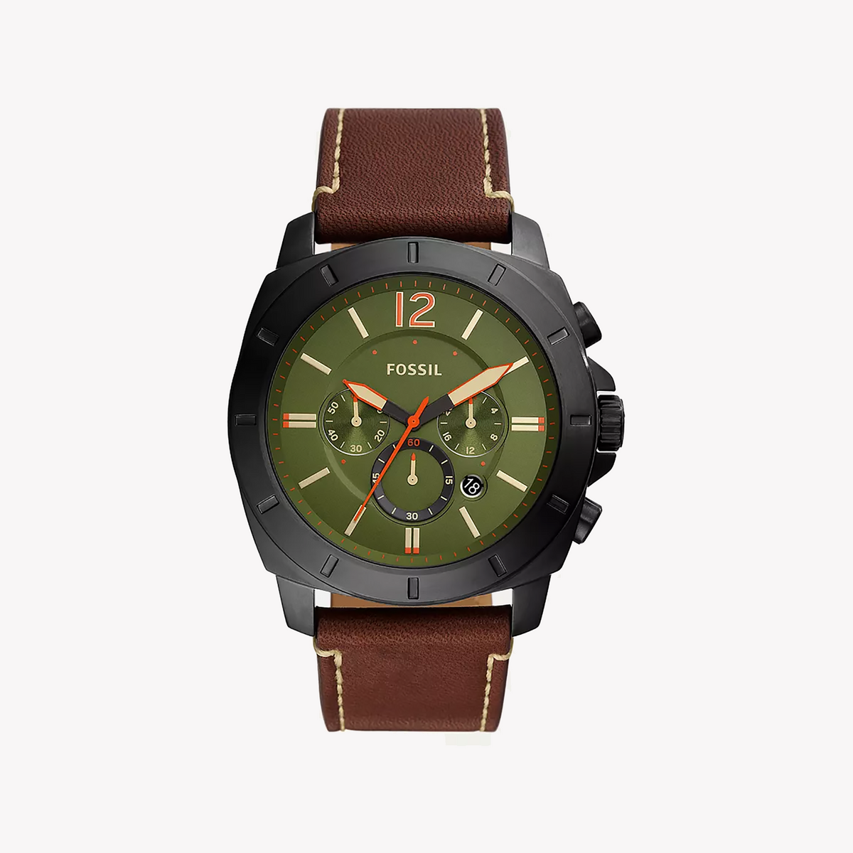 Fossil Men's Black/Brown, Green Dial Watch | Bq2760