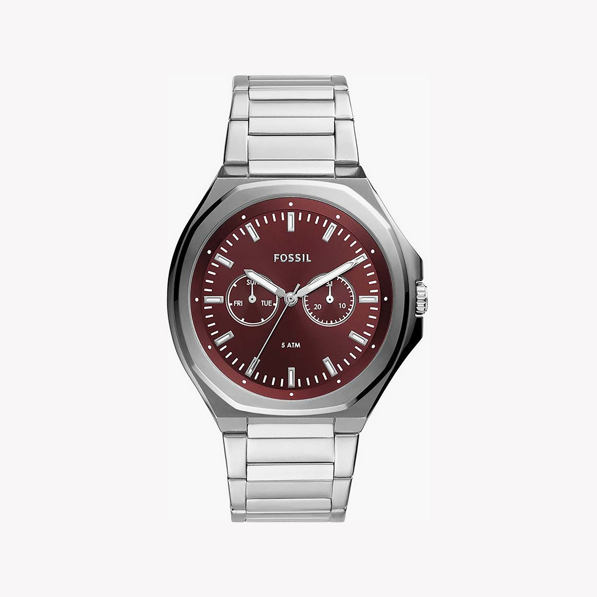 Fossil Men's Steel Silver/Red Watch | Bq2807