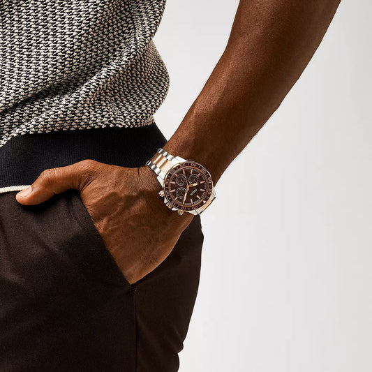 Fossil Men's Silver/Rose Gold Watch | Bq2889