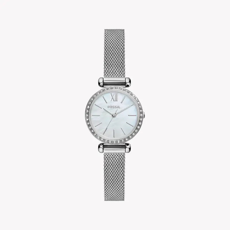 Fossil Women's Silver Stainless Steel Watch, White Dial | Bq3896