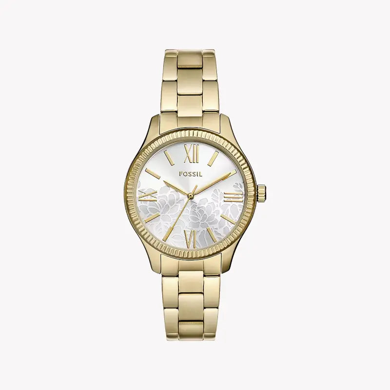 Fossil Women's Gold Stainless Steel Watch, Silver Dial | Bq3961