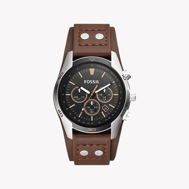 Fossil Men's Silver Stainless Steel, Brown Leather | Ch2891