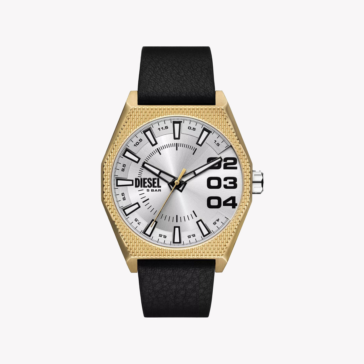 DIESEL Men's Gold/Black Leather Watch | DZ2219