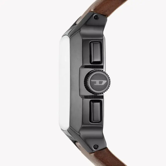 Diesel Men's Grey Stainless Steel, Brown Leather | Dz4641