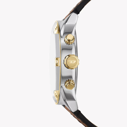 Diesel Men's Gold Watch, Brown Leather Band | Dz4665