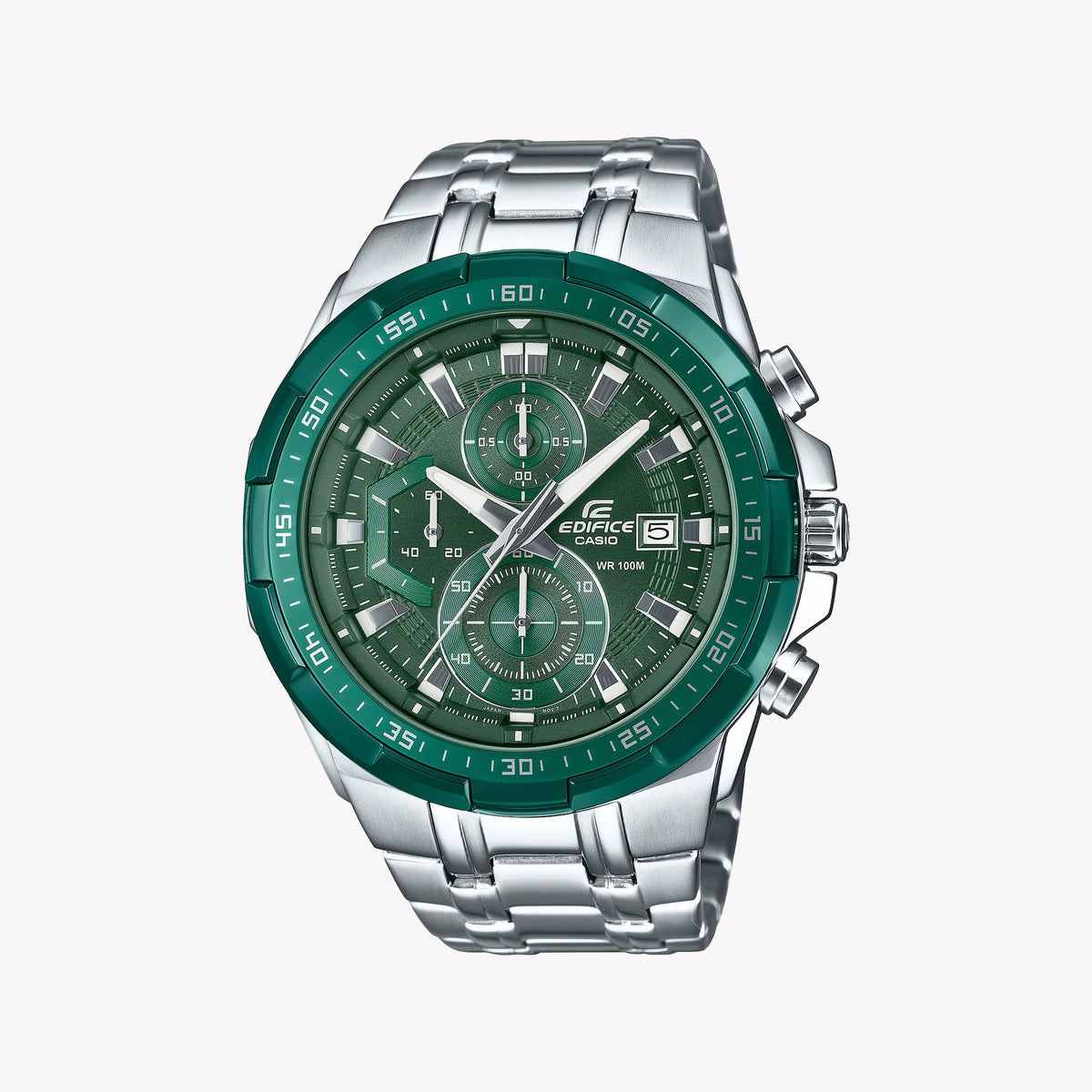 CASIO EDIFICE Men's Silver/Green, Stainless Steel | EFR-539DE-3AVUEF