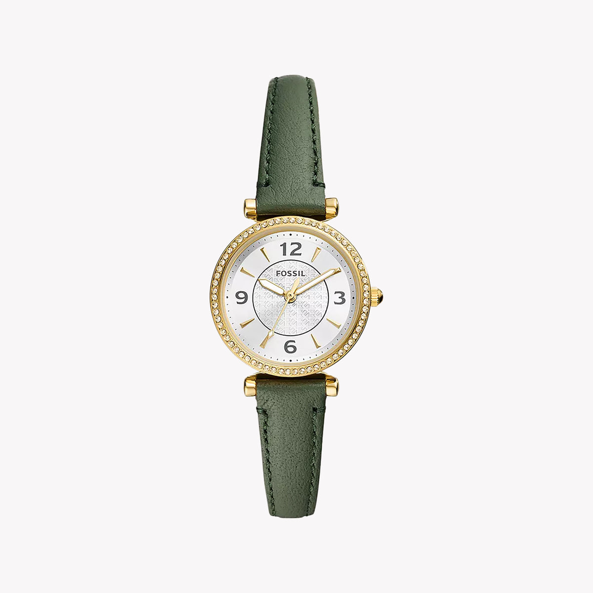 Fossil Women's Green Leather & Gold Stainless Steel Watch Es5298