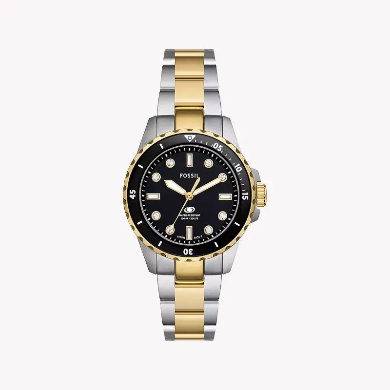 Fossil Women's Silver & Gold Watch, Black Dial | Es5349