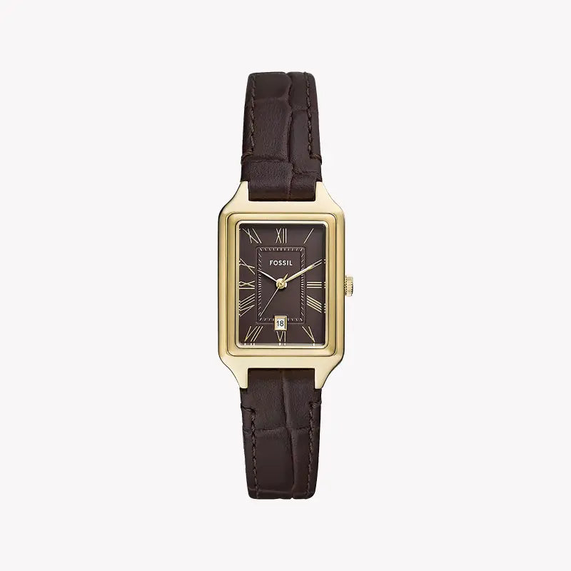 Fossil Women's Gold Stainless Steel, Brown Leather | Es5367