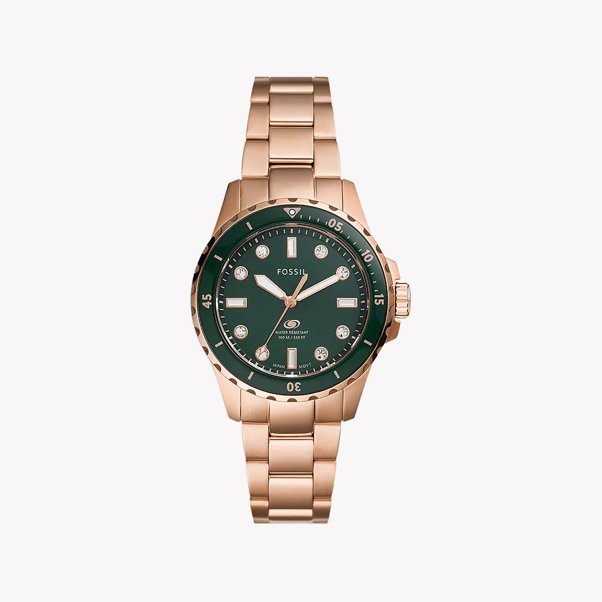 Fossil Women's Rose Gold Watch, Green Dial | Es5371