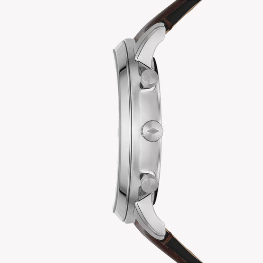 Fossil Men's Silver/Brown Leather Watch | Fs6024
