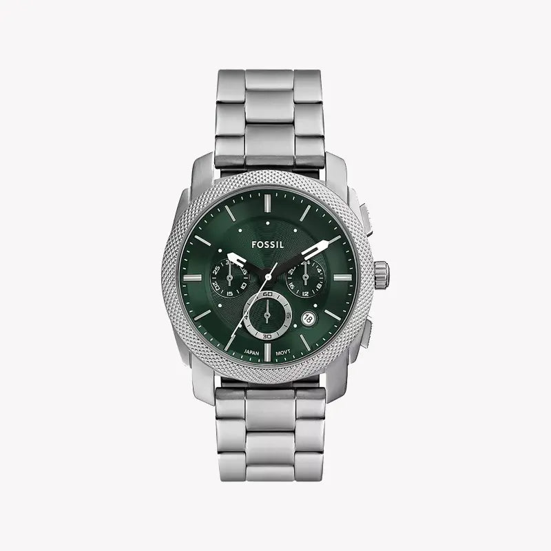 Fossil Men's Silver Stainless Steel, Dark Green Dial | Fs6079