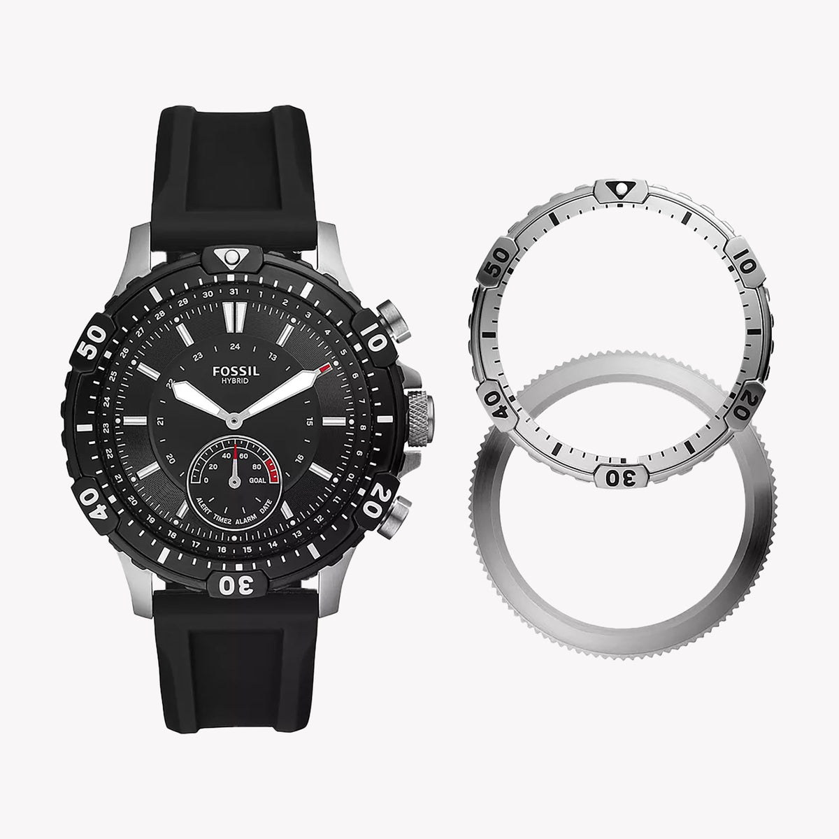 Fossil Men's Stainless Steel & Silicone Black Watch | Ftw1190set