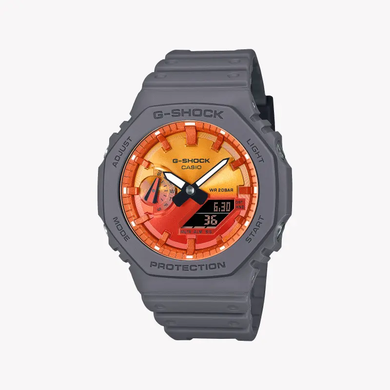 Casio G-Shock Men's Grey Resin Watch, Multicolor Dial | Ga-2100fl-8aer