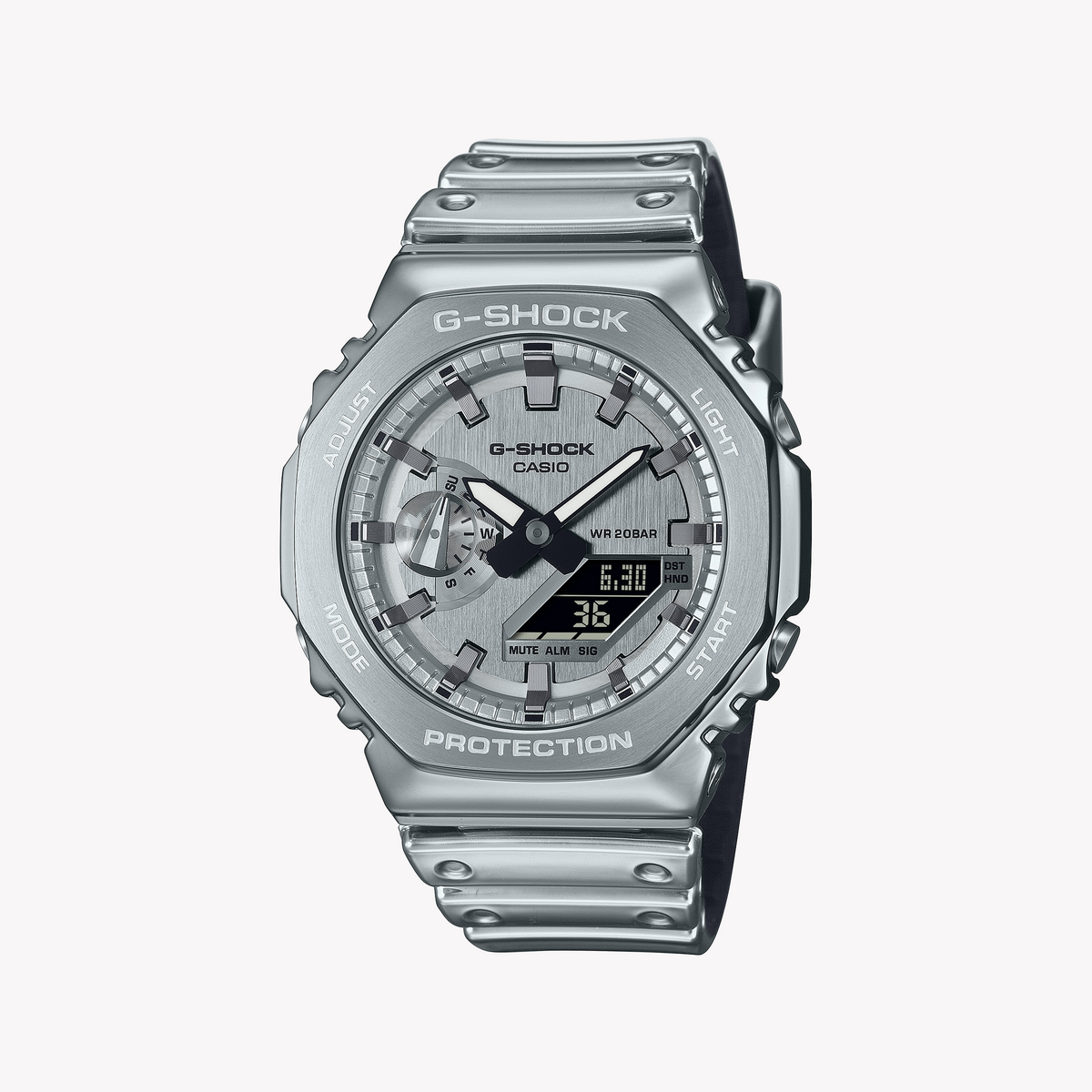 Casio Men's Silver Watch, Carbon/Silver | Gm-2100ym-8aer