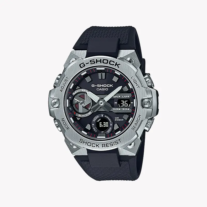 Casio G-Shock Men's Silver & Black Watch, Resin & Stainless Steel | Gst-B400-1aer