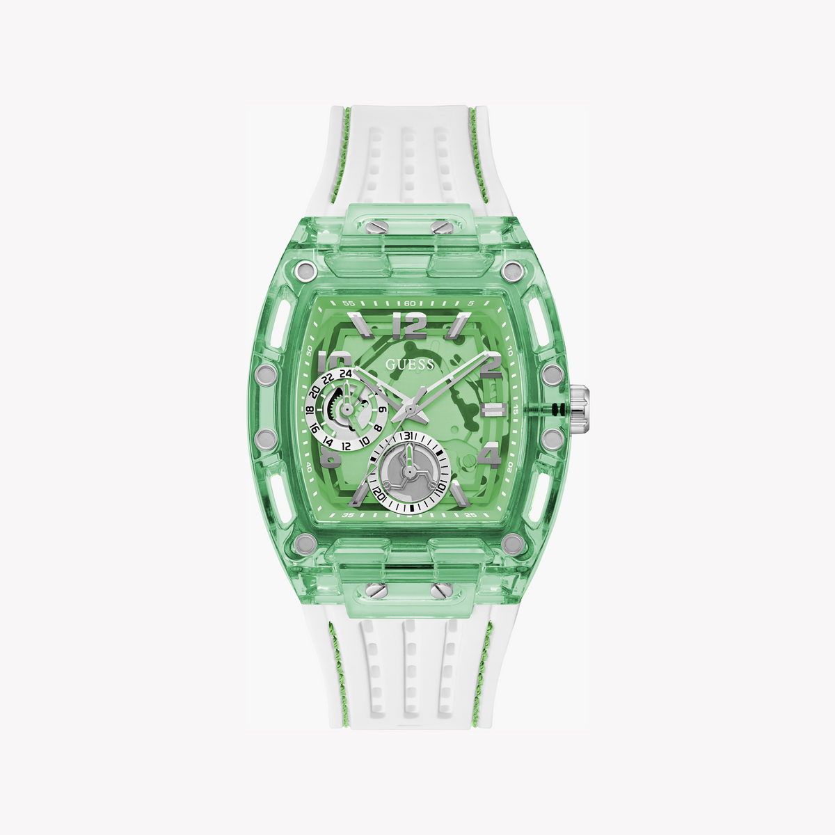 Guess Men's Green/White, Stainless Steel/Silicone | Gw0499g10