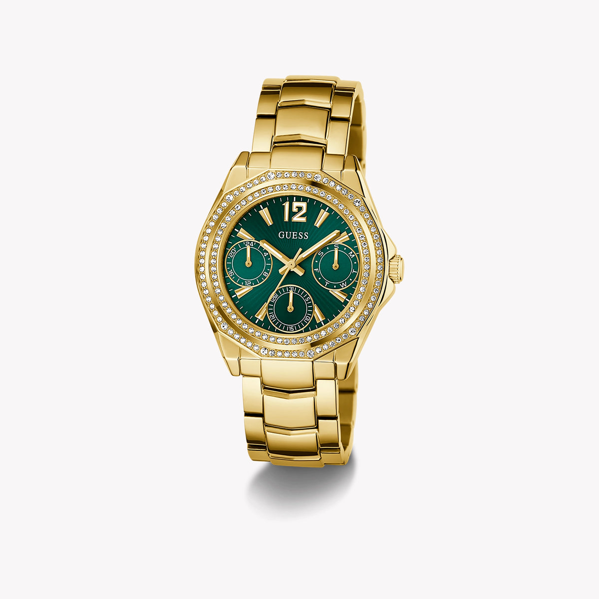 GUESS Women's Green Dial Gold Watch, Recycled Steel | GW0685L5