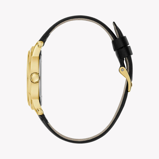 Guess Women's Gold/Black, Leather/Steel Watch | Gw0860l5
