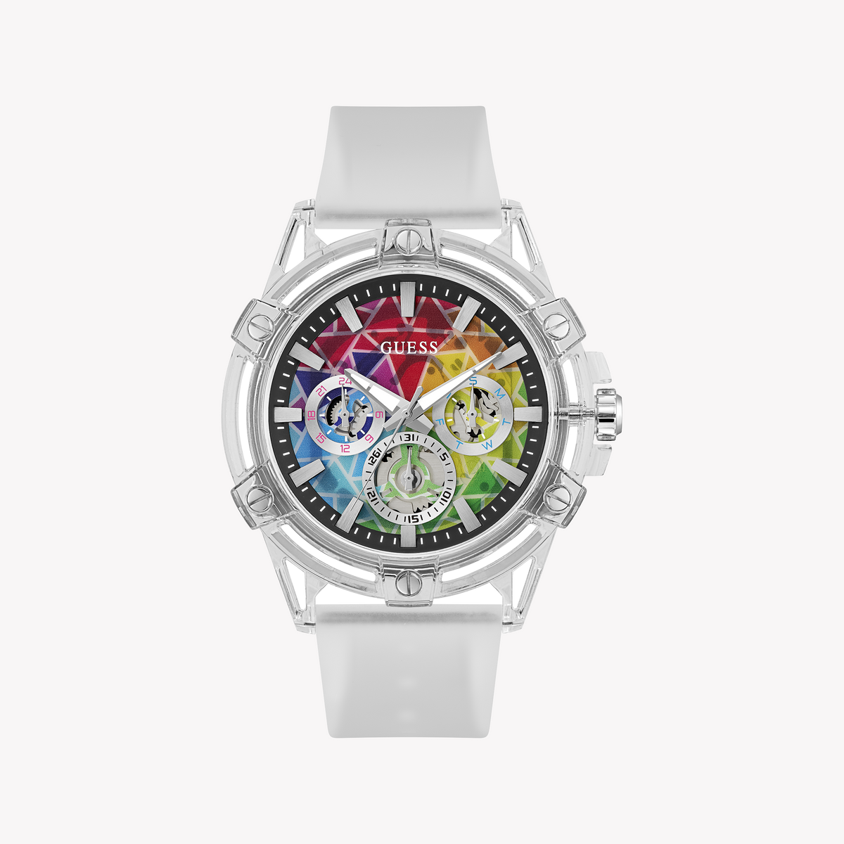 Guess Unisex Transparent Silicone Multicolor Watch | Gw0908g3