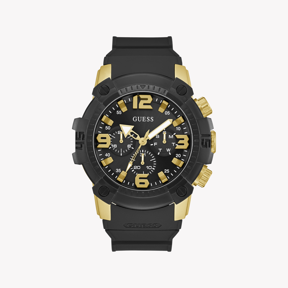 Guess Men's Gold/Black, Stainless Steel/Silicone | Gw0911g3
