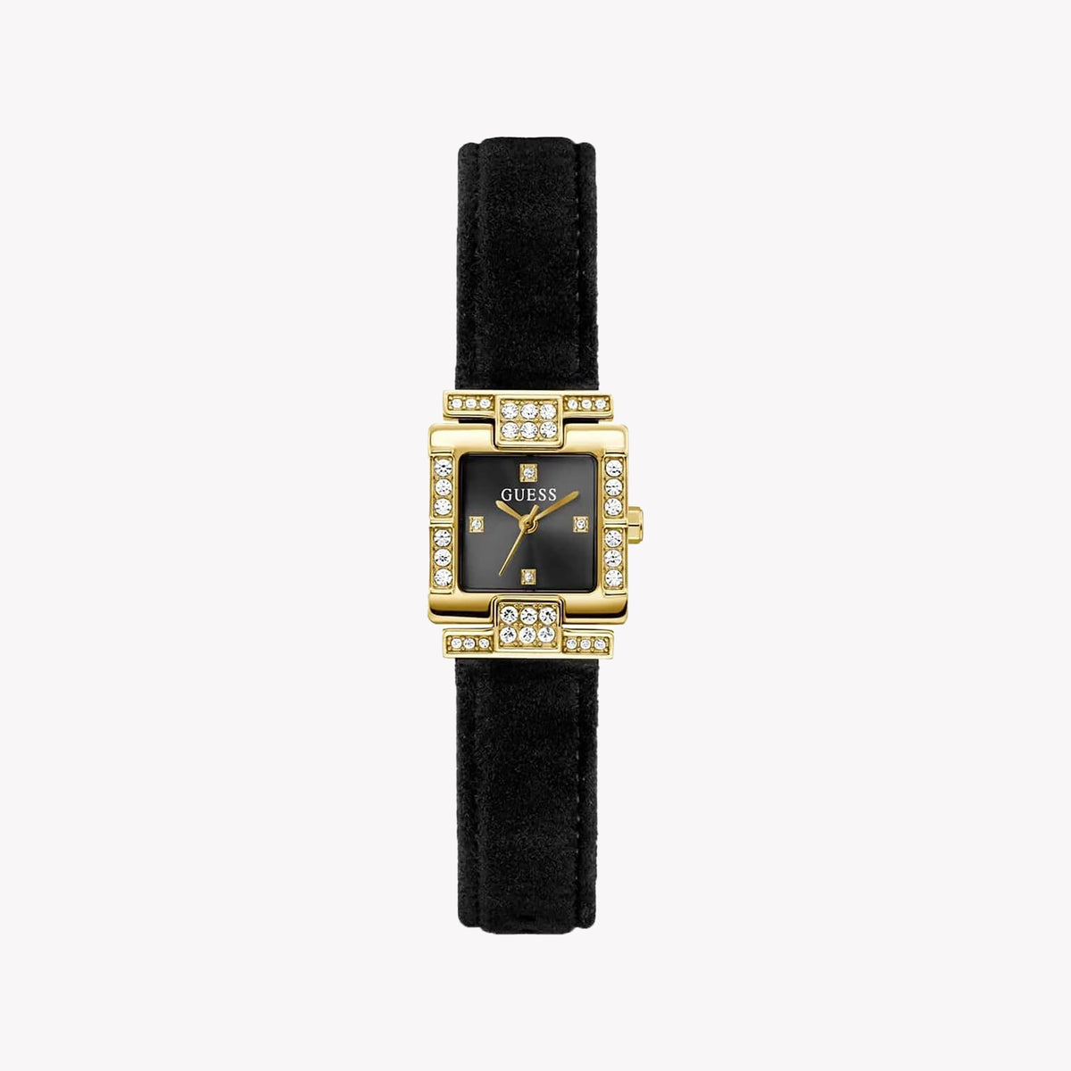 GUESS Women's Black Leather & Gold Watch | GW0923L2