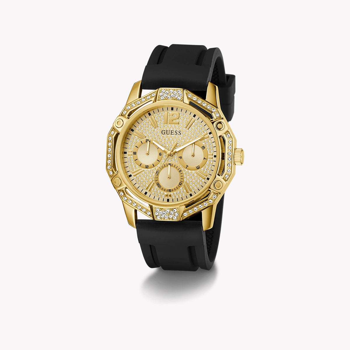 GUESS Men's Gold/Black Silicone Watch | GW0954G2
