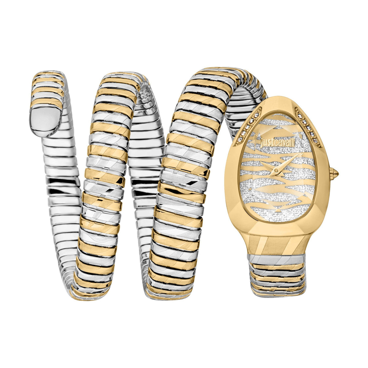 JUST CAVALLI Women's Watch with Gold Stainless Steel Case and Silver & Gold Stainless Steel Band