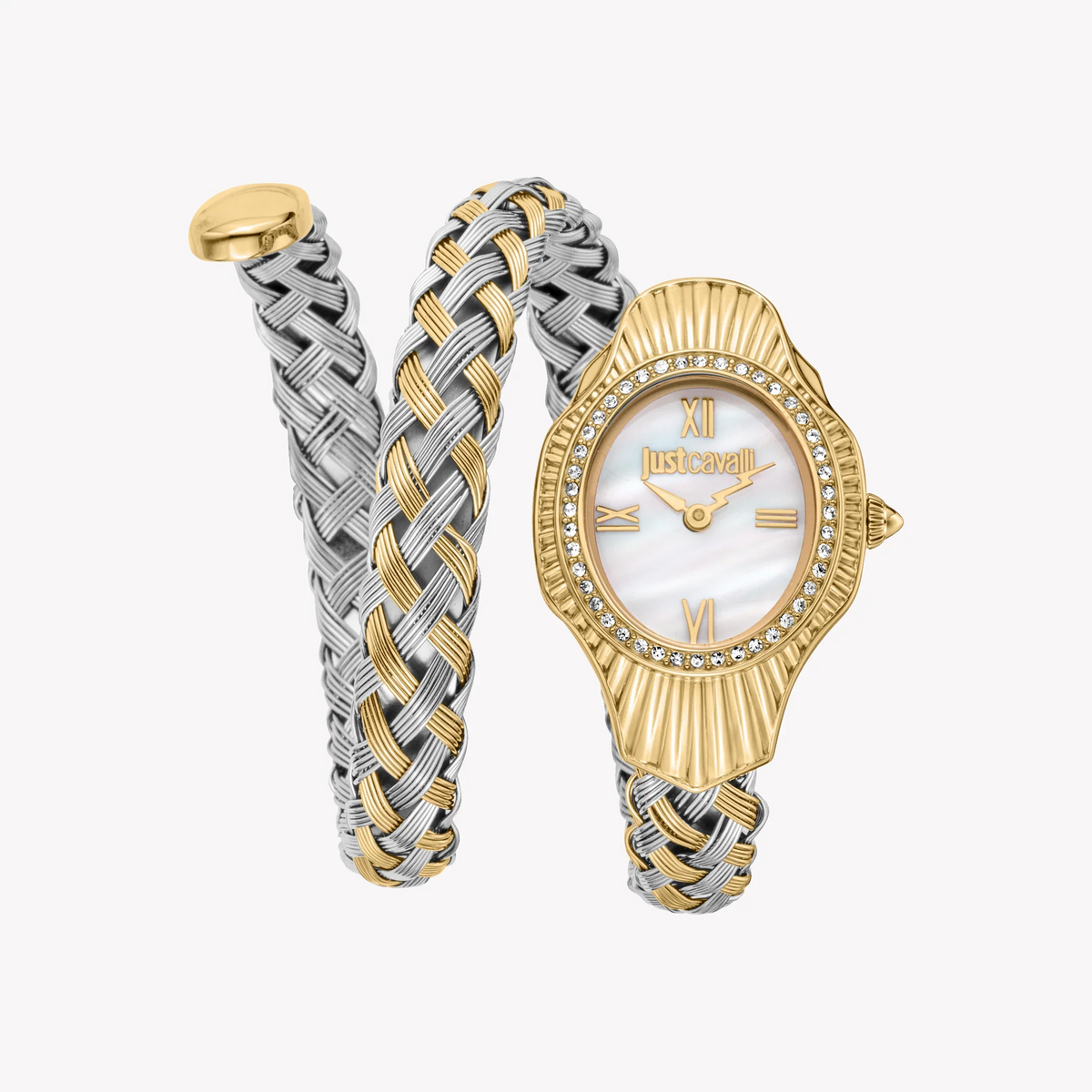 JUST CAVALLI Women's Watch with Gold Stainless Steel Case and Silver & Gold Stainless Steel Band