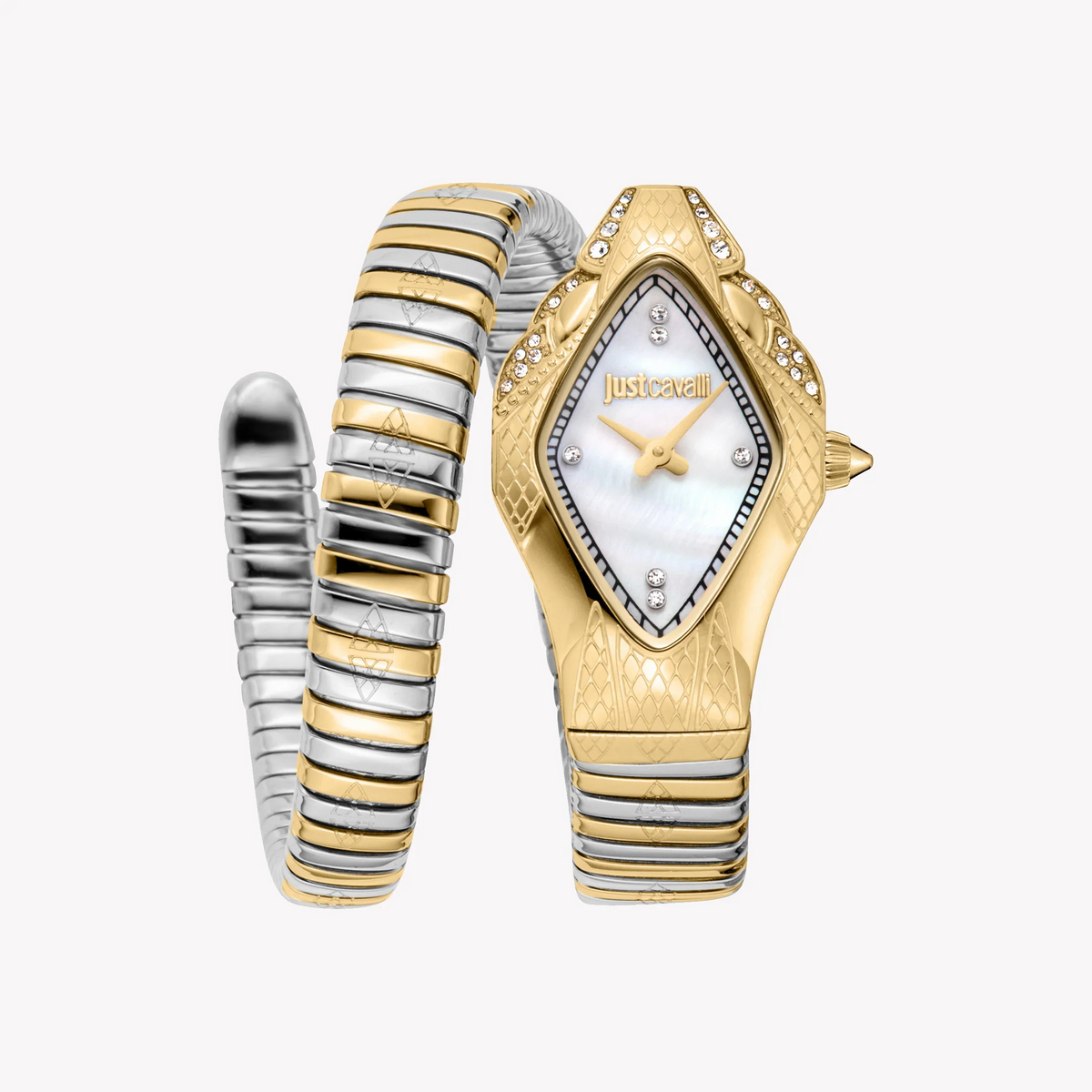 JUST CAVALLI Women's Watch with Gold Stainless Steel Case and Silver & Gold Stainless Steel Band
