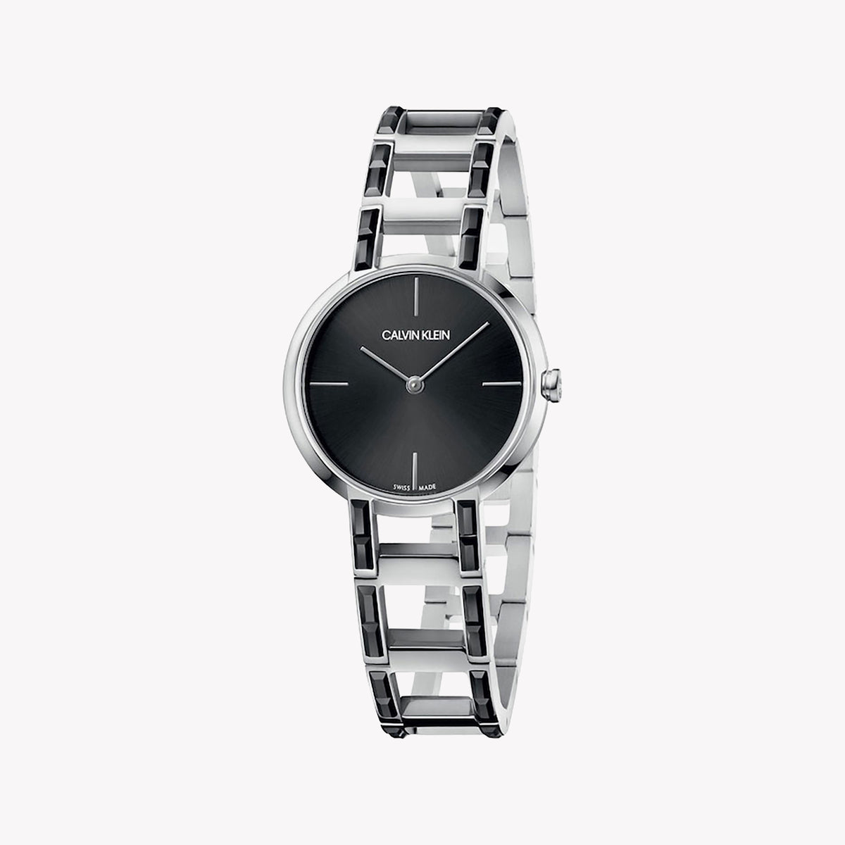 CK Calvin Klein Women's Stainless Steel Watch, Silver & Black | K8NX3UB1