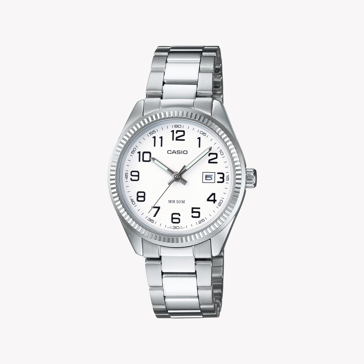 Casio Women's Silver Watch, White Dial | Ltp-1302pd-7bvef