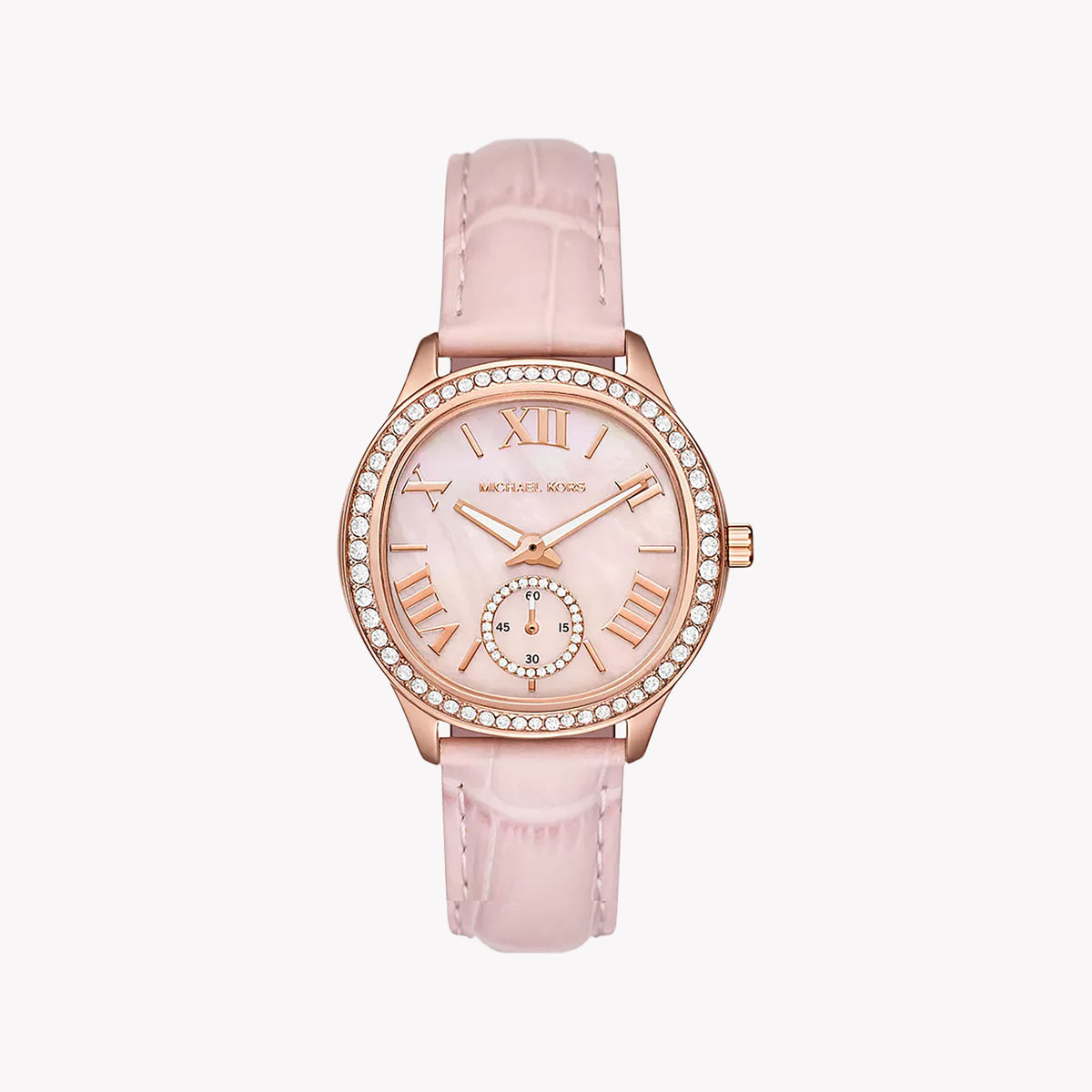 Michael Kors Women's Pink Leather Watch, Rose Gold | Mk4820