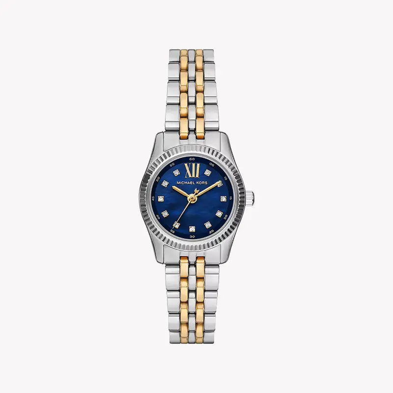 Michael Kors Women's Silver & Gold Watch, Dark Blue Dial | Mk4865