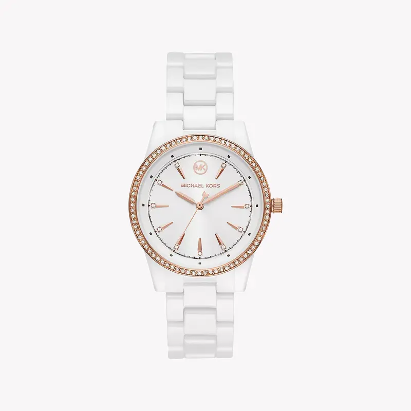 Michael Kors Women's White Ceramic Watch, White Dial | Mk6837