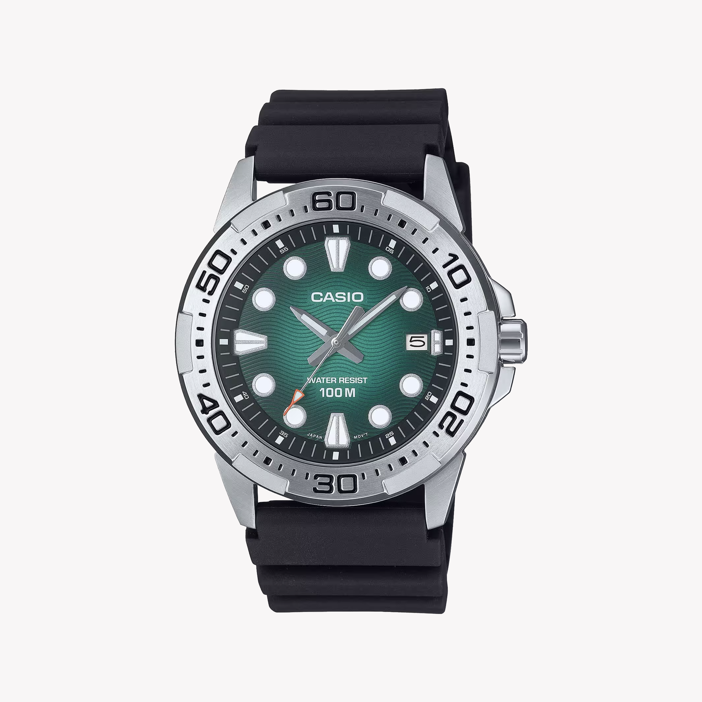 Casio MTD-140-3AVDF Men's Watch - Green Dial, 100M Water Resistant