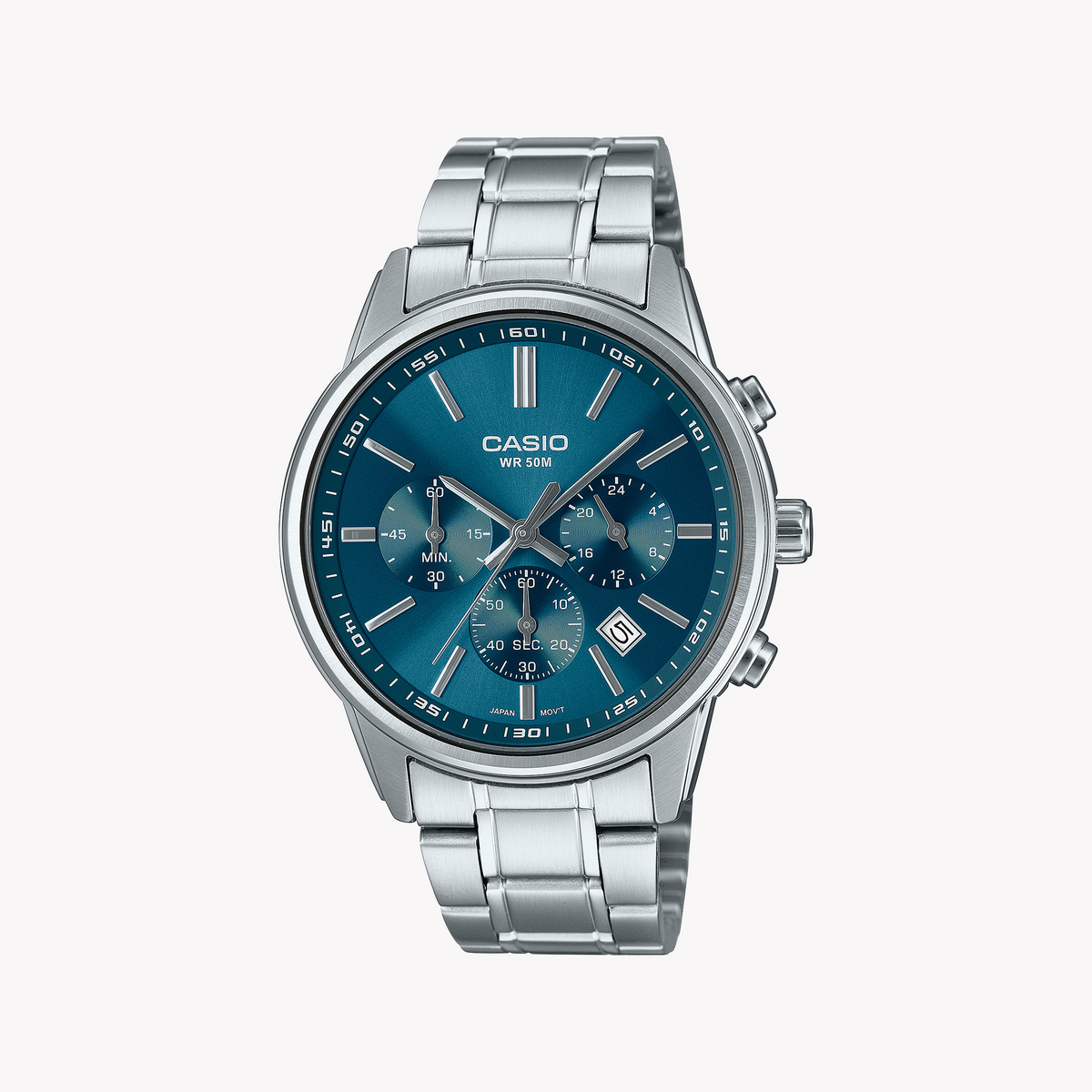 Casio Men's Silver/Blue Stainless Steel | Mtp-E515d-2a1vdf