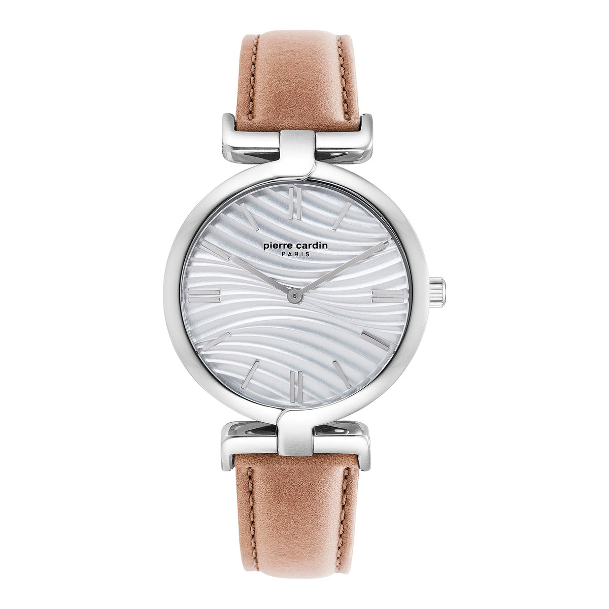 PIERRE CARDIN Women's Watch with Silver Stainless Steel Case and Rose Leather Band