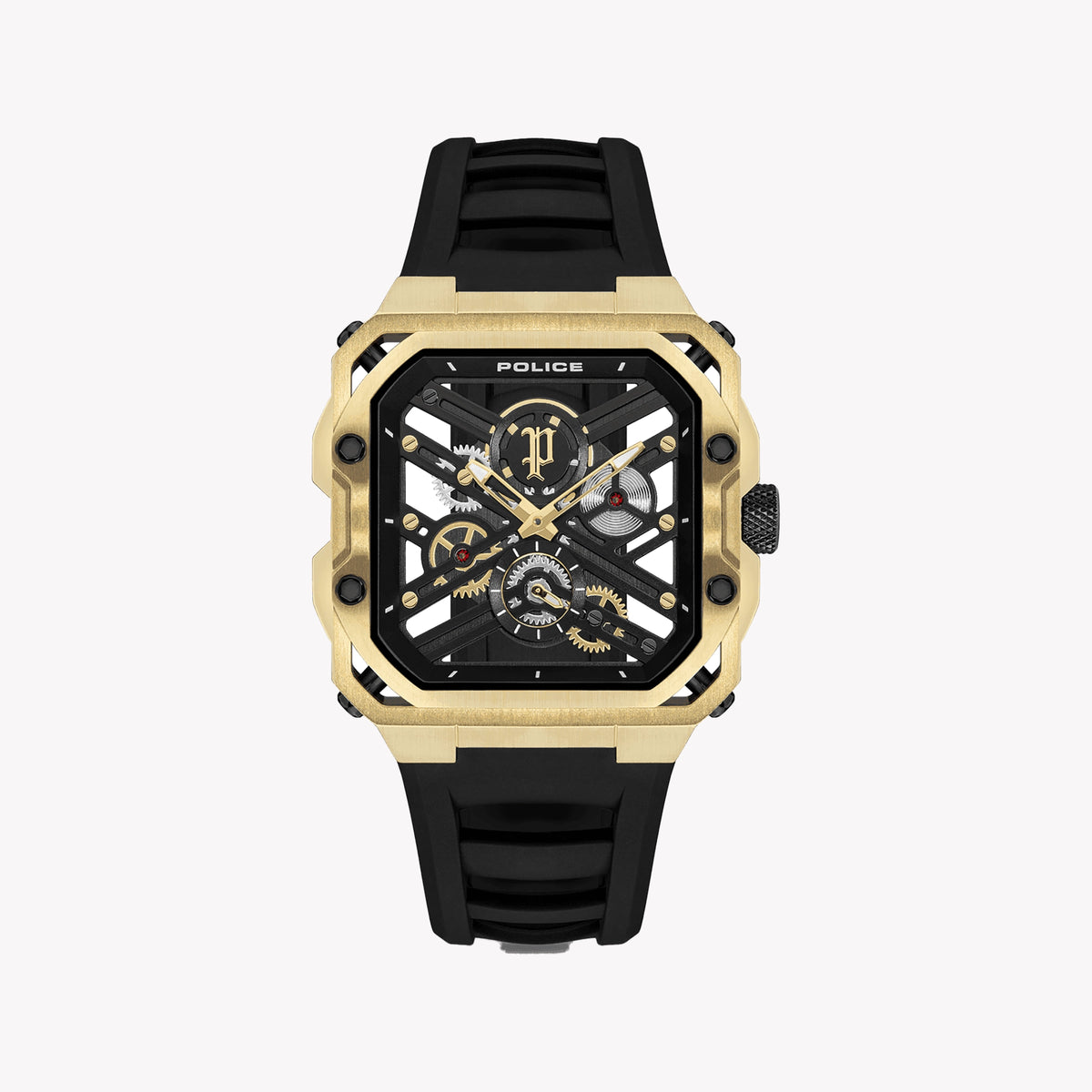 POLICE Men's Gold/Black Stainless Steel/Silicone Watch | PEWGM0072003