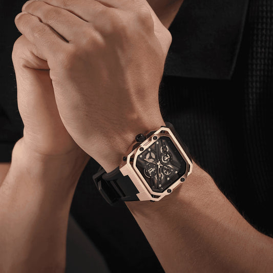 POLICE Men's Gold/Black Stainless Steel/Silicone Watch | PEWGM0072003