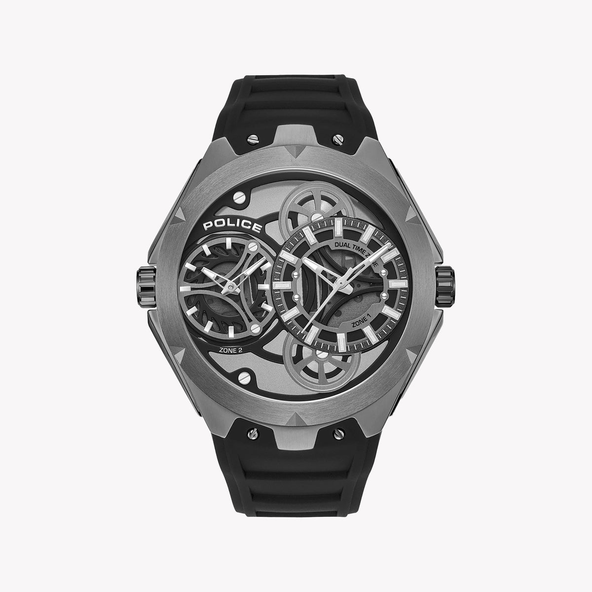 POLICE Men's Watch, Grey Silicone/Steel | PEWGM0081701