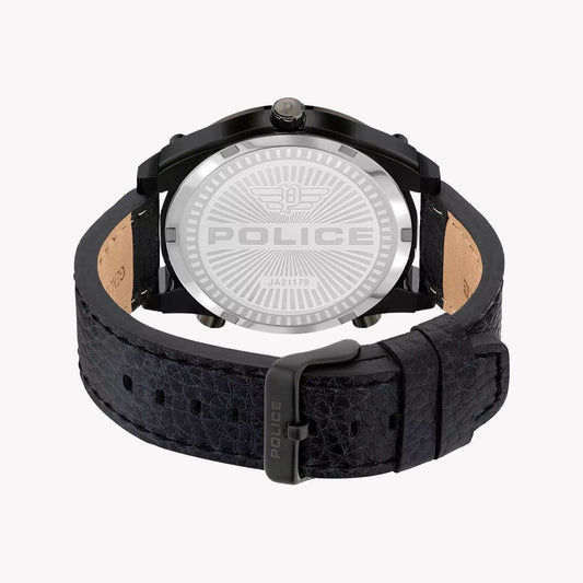 Police Men's Black Stainless Steel & Leather Watch | Pewja2117942