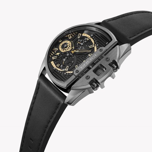 POLICE Men's Watch, Stainless Steel/Grey, Leather/Black | PEWJF2203601M