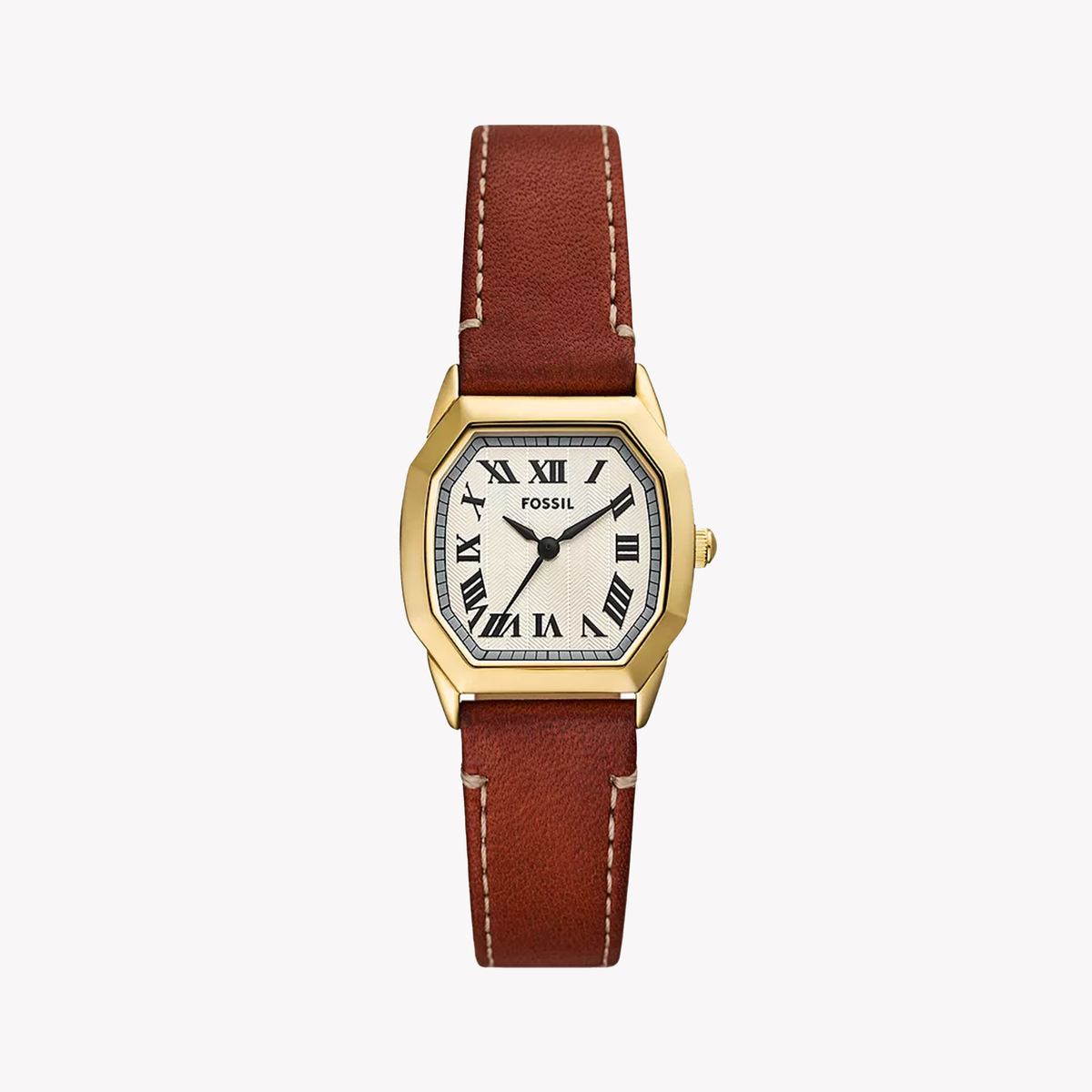 FOSSIL Women's Gold Leather Watch, White Dial | ES5364