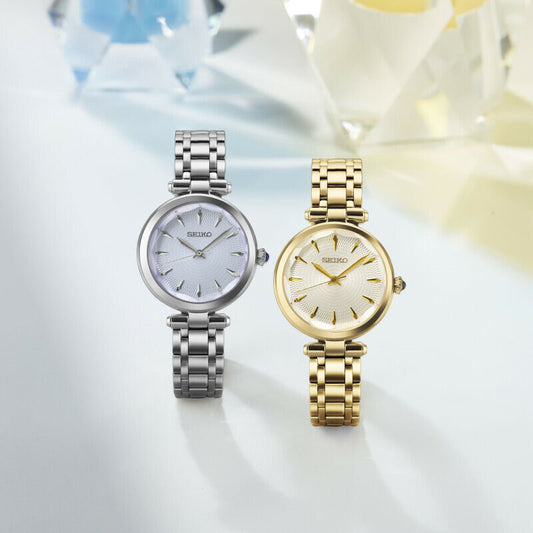 Seiko Women's Gold Stainless Steel Watch, White Dial | Srz554p1