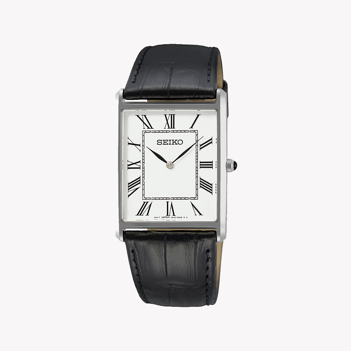 Seiko Men's Silver/Black, Stainless Steel/Leather | Swr049p1