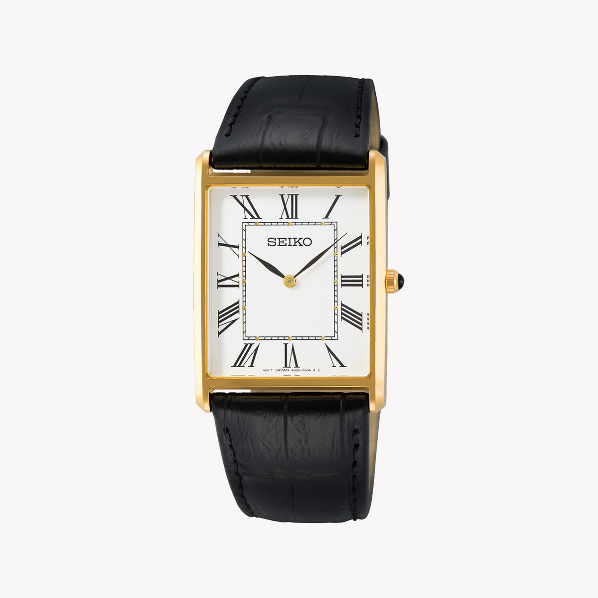 Seiko Men's Gold/Black Leather Watch | Swr052p1