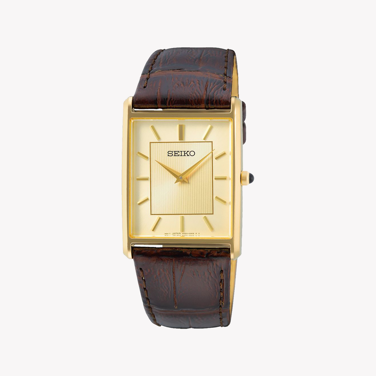 Seiko Men's Gold Stainless Watch, Brown Leather | Swr064p1